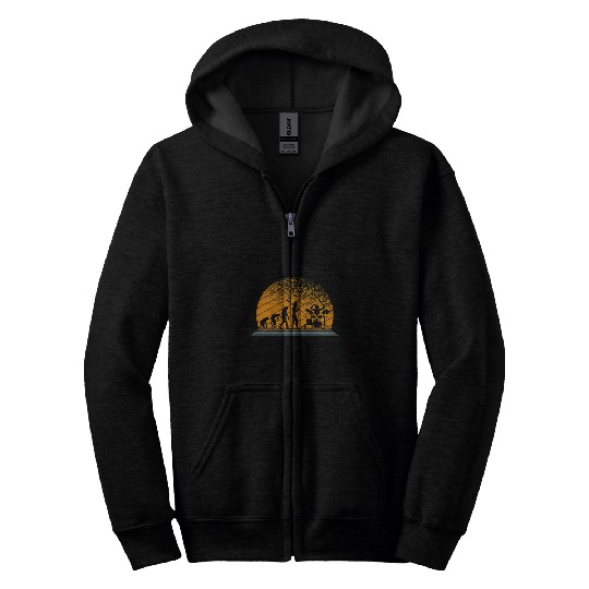 Funny Drummer legend Evolution full moon Drumsticks Zip Hoodies