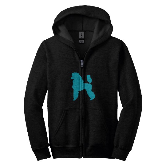Poodle Pet TURQUOISE TEAL SILHOUETTE Zip Hoodies
