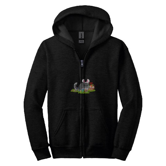 Chinchilla Mammal Easter Egg Hunting Bunny Chinchilla Easter Sunday Zip Hoodies