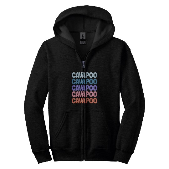 Cavapoo Pet Funny Modern Repeated Text Design Zip Hoodies
