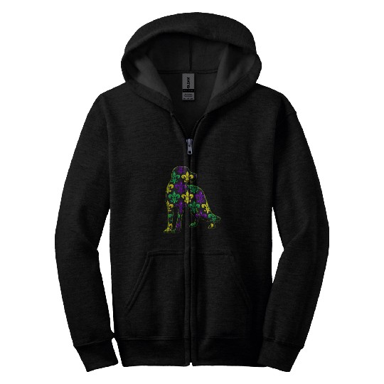 Gordon Setter Pet Mardi Gras Zip Hoodies