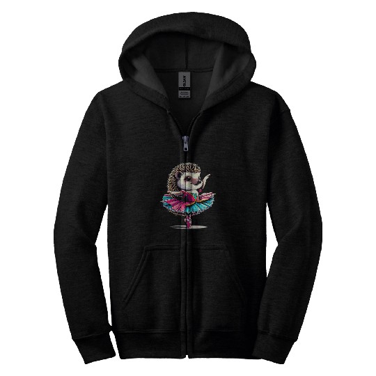 Ballerina European hedgehog Dancing 1 Zip Hoodies