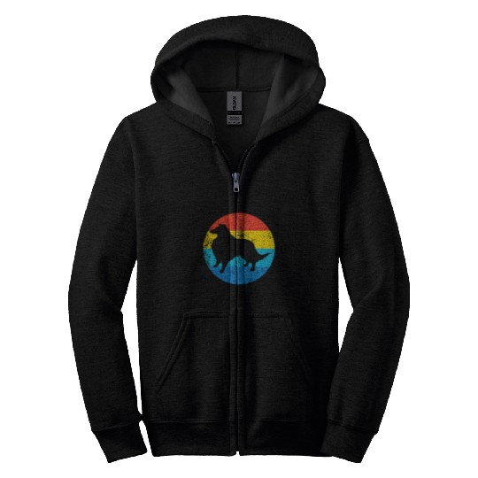 Shetland Pet Breed Silhouette Retro 1970s Circle Zip Hoodies