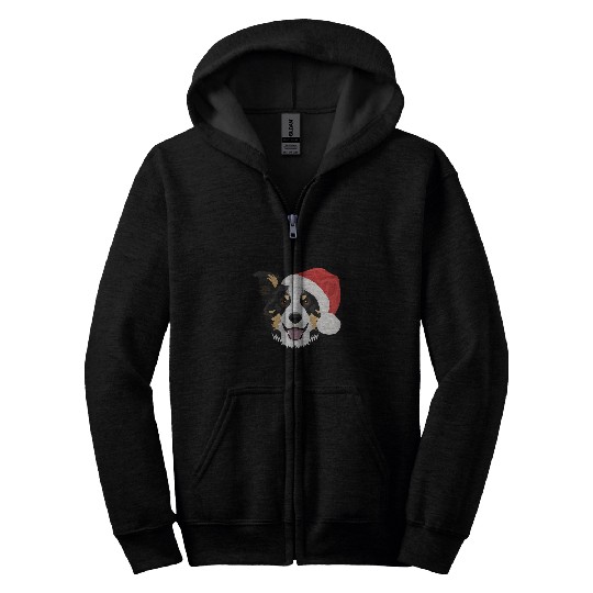 Border Collie Pet Merry Christmas Zip Hoodies