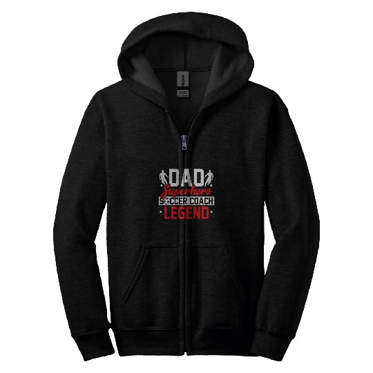 Sport Soccer Funny Soccer Lover Graphic Boys Men Dads Soccer Coach Zip Hoodies