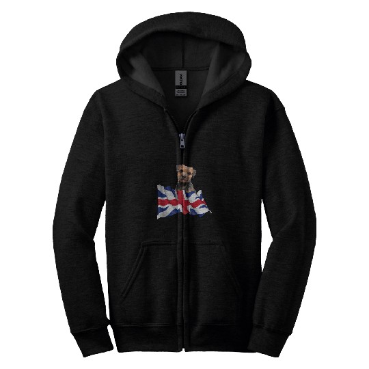 Border Terrier Pet Union Jack Flag Dog Zip Hoodies