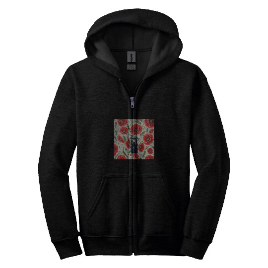 Labrador Pet Red Poppy vintages Plants Cottagecore Zip Hoodies