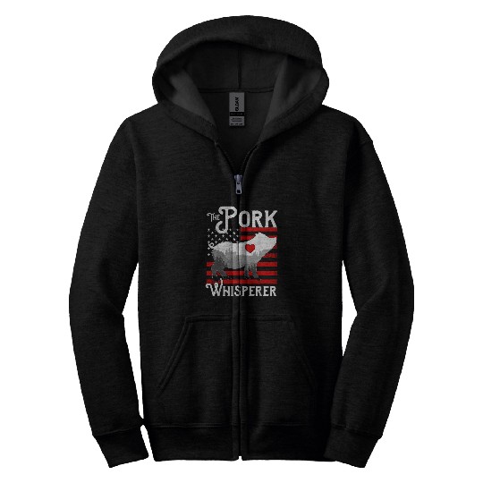 Discover The Pork Whisperer Funny USA Flag Pig Farming Print Zip Hoodies