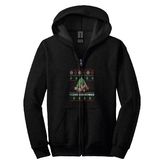 Saint Bernard Dog Lover Christmas xmass Design Zip Hoodies