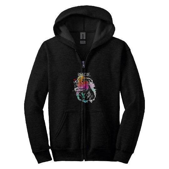 Pitbull Rescue Dog Adopt Dont Shop Watercolor Mom Zip Hoodies