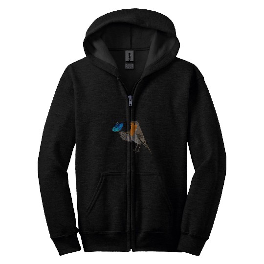 Robin Bird Garden Butterfly Ornithologist Biologist Zip Hoodies