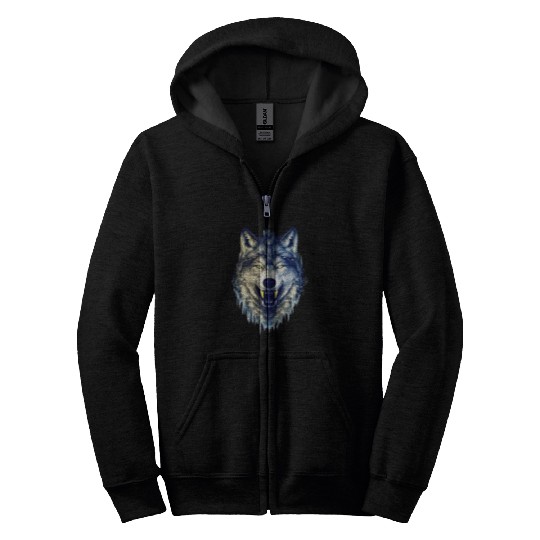 Coyote Mammal Splash Art Animal Face Zip Hoodies