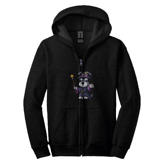 Schnauzer Wizard Funny Dog Magic Zip Hoodies