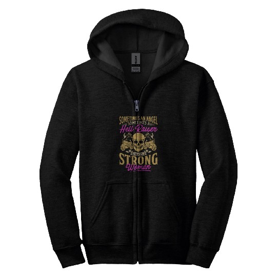 Sometimes And Angel Hell Raiser Always Strong Motorcycle Zip Hoodies