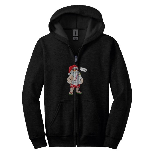 Unicorn Pet Christmas In July Pool Party Santa Unicorn Float Summer Zip Hoodies