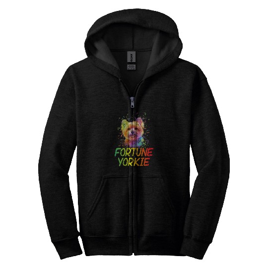 Fortune Yorkie Funny Yorkshire Terrier Humor Toy Size Dog 3 Zip Hoodies
