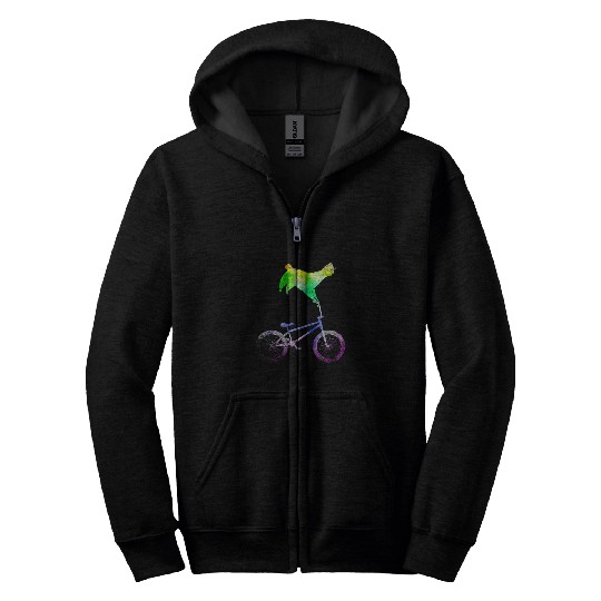 Llama Pet BMX Bicycle Biker Animal Stunt Cyclist Funny Llama Alpaca Zip Hoodies