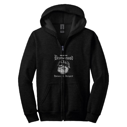 Brotherhood Motorcycle Club Biker Bulldog Honour Respect MC Zip Hoodies