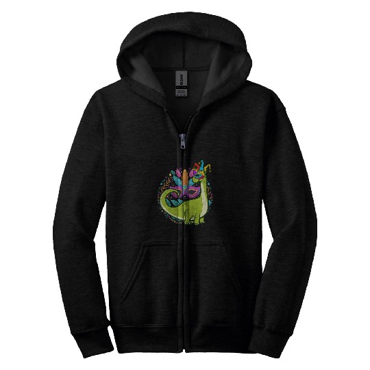 Dinosaur Pet Brontosaurus Dinosaur New Orleans carnivals Parade Mardi Gras Zip Hoodies