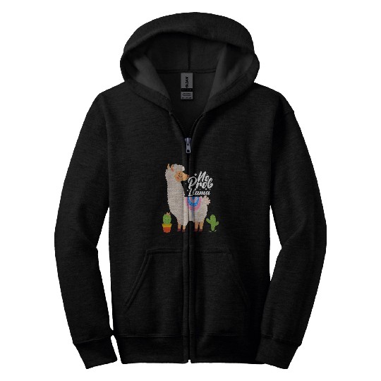 Llama Pet No Problem LLama Funny Alpaca And LLamas Lovers Alpaca Zip Hoodies