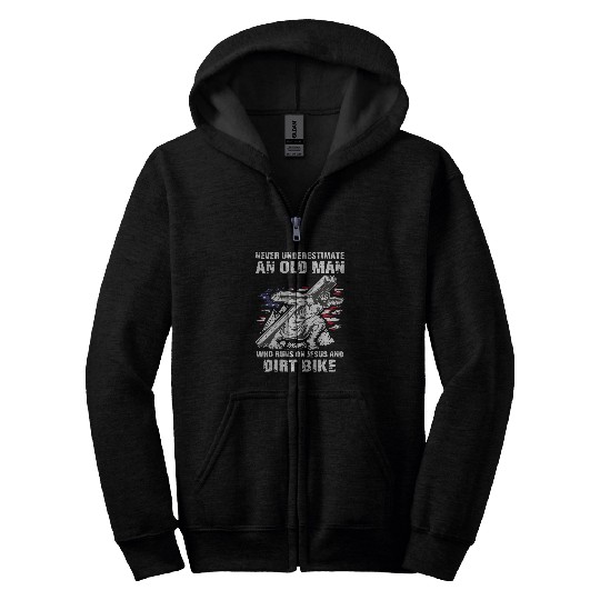 Mens Dirt Bike Dad Christian Motocross Grandpa Zip Hoodies