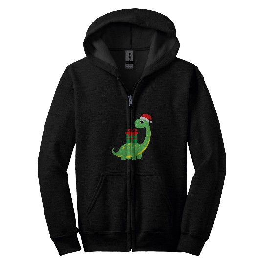 Dinosaur Pet Cute Christmas brontosaurus Zip Hoodies