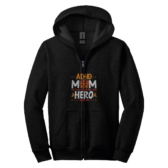 ADHD Ribbon Mom ADHD Awareness Embrace Neurodiversity Zip Hoodies