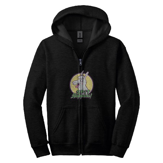 Llama Pet Spit Happens Spitting Alpaca Alpaca Zip Hoodies