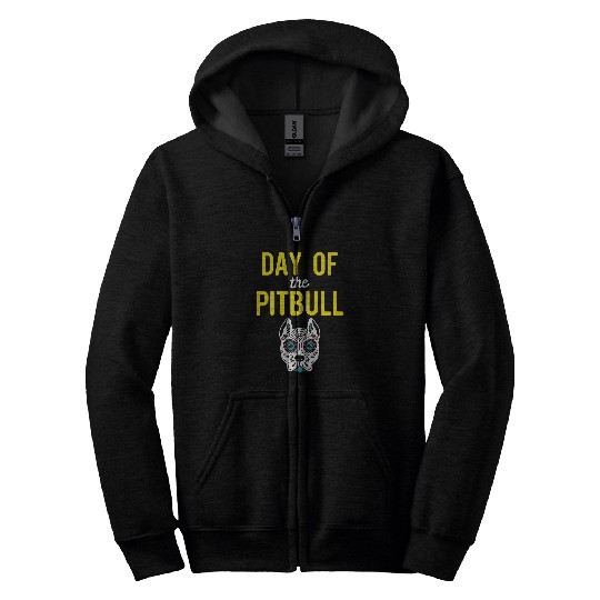 Pitbull Sugar Skull Mexican Dog Dia De Los Muertos Halloween 1 Zip Hoodies