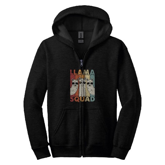 Llama Pet Squad For Men Women Llama Alpaca Farm Animal Zip Hoodies