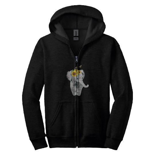 Elephant Mammal Bee Elephant bumble bee sunflower animal lover honey bees Zip Hoodies