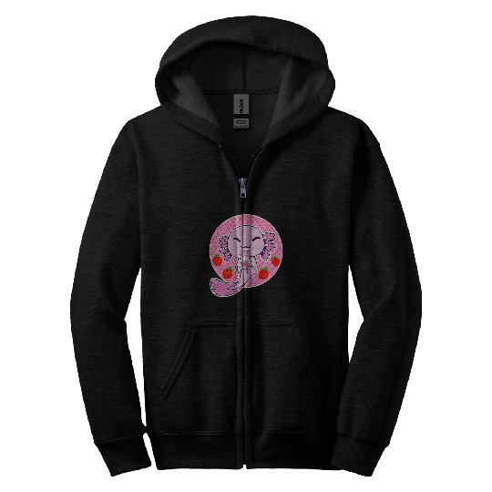 Axolotls Pet Kawaii Axolotls Strawberry Milk Japanese anime Men Women Kids 121 Zip Hoodies