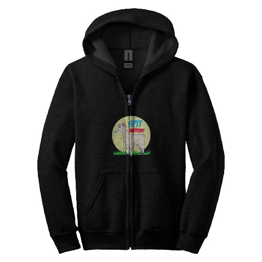 Llama Pet Spit Happens Funny Llama Lover Alpaca Zip Hoodies