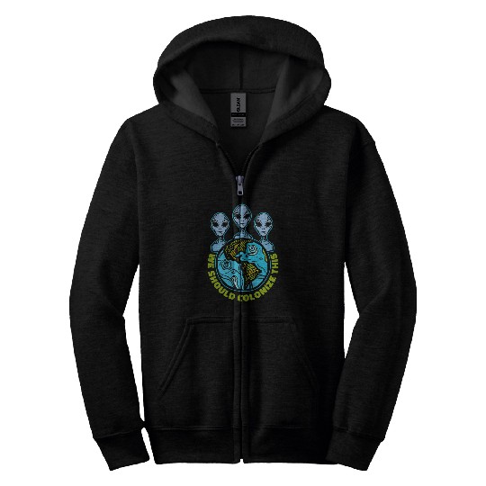 Aliens UFO Space Aliens Solar System Galaxy Planets Space Colonization Zip Hoodies