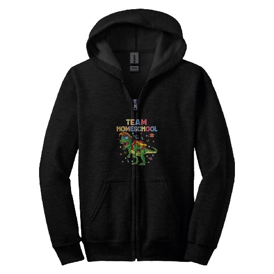 Dinosaur Pet Homeschooling Trex dinosaur First Day of School homeschool 1 Zip Hoodies