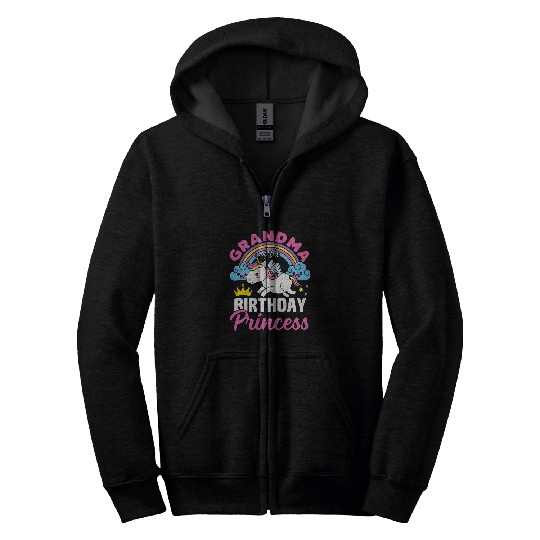 Unicorn Pet Grandma Of Birthday Princess Rainbow Unicorn Girls Birthday Zip Hoodies