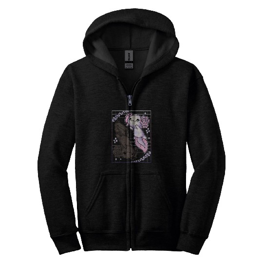 Axolotls Pet Kawaii Salamander Aquatic Creature Japanese Fan Zip Hoodies