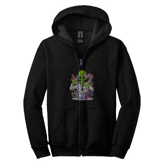 Aliens UFO Space Alien Scientist psychedelics Laboratory Science Zip Hoodies