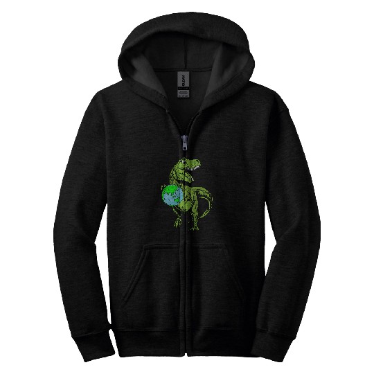 Dinosaur Pet Holding Earth Day Cute TRex Boys Kids Toddlers Zip Hoodies