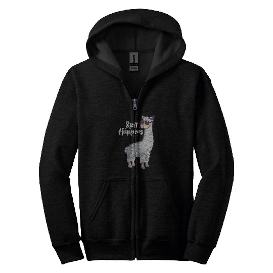 Llama Pet Spit Happens Llama Alpaca Camelid Distressed Zip Hoodies