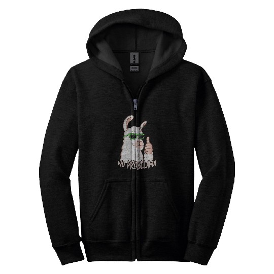 Llama Pet No Probllama Cool Sunglasses Animal Llama Alpaca Hipster Zip Hoodies