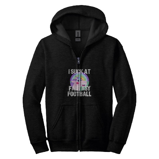 Unicorn Pet I Suck at Fantasy Football Unicorn Rainbow Loser Men Zip Hoodies