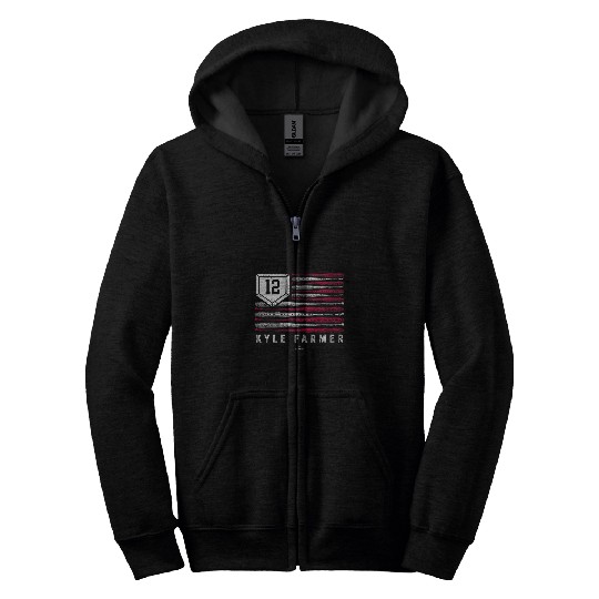 vintages US Flag Baseball Stripes Kyle Farmer Minnesota MLBPA Zip Hoodies