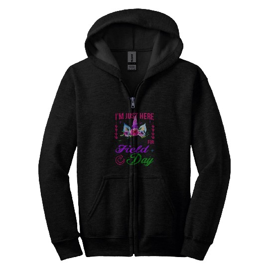 Unicorn Pet Im Just Here for Field Day Magical Unicorn Boys Girls Kids Zip Hoodies