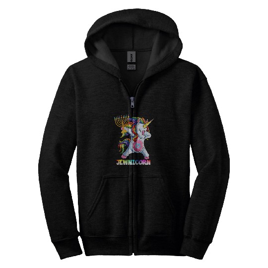 Unicorn Pet Hanukkah  Unicorn Jewnicorn Chanukah Jewish 6 Zip Hoodies