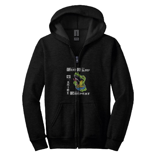 Dinosaur Pet Eat Sleep Anime Repeat Trex Dinosaur Eating Ramen Japanese Zip Hoodies