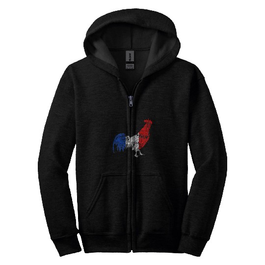 Chicken Pet France Flag French Pride France Flag French Roots Rooster Zip Hoodies
