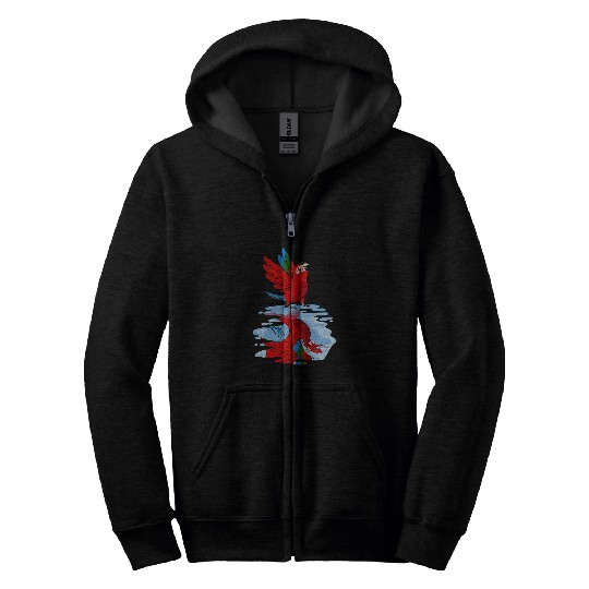 Dragon Pet Parrot 2Dragon Reflection I Greenwinged Macaw Zip Hoodies