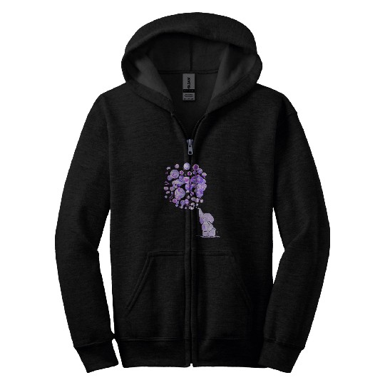 Elephant Mammal Blows Up Purple Balloons Lupus Awareness Zip Hoodies