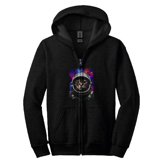 Astronaut Cat Kitty In Space Cute Cat Space Cat Zip Hoodies